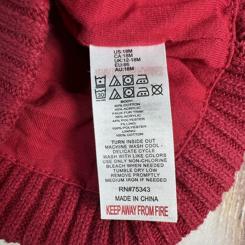 Catherine Malandrino Mini Girls Sz 18M Cable Knit Sweater Dress Leopard Vest Hat - Picture 8 of 10